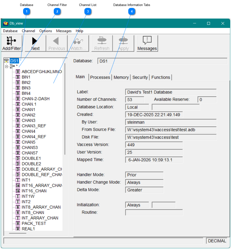Viewing database information