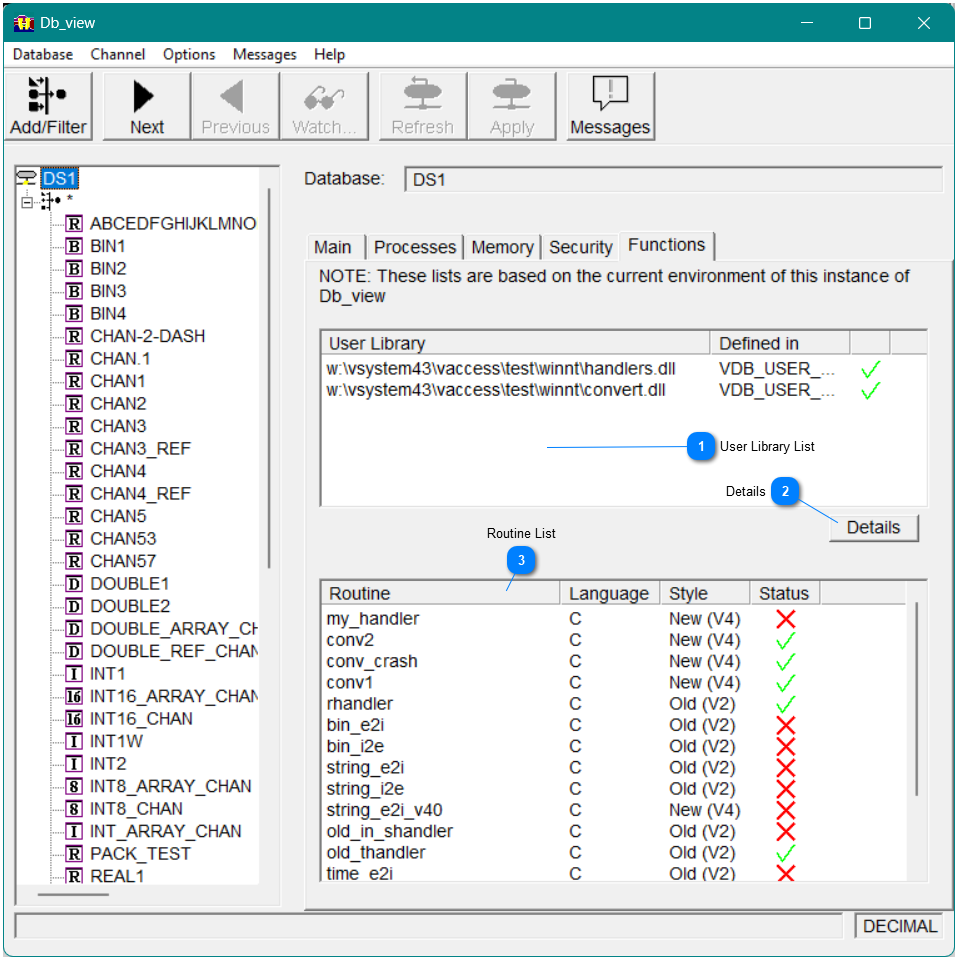 Viewing database information